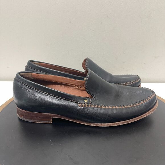 H.S.‎ Trask Shoes Mens 9.5M Handsewn Loafers Black Leather Slip On Driving Moc - Picture 1 of 15